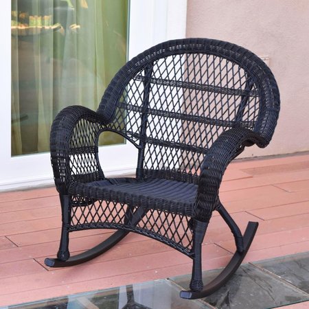 JECO Santa Maria Rocker Wicker Chair, Black W00211-R